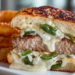 Green Chile Cheeseburger with Crispy Onion Rings Recipe