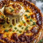 sweet caramelized onions simmered in a rich beef broth, topped with crusty bread and blanketed under a layer of bubbly melted cheese Recipe