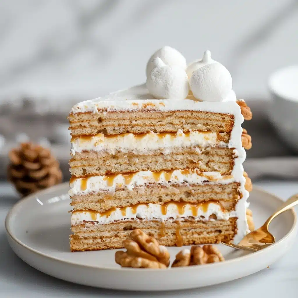 Christmas Walnut Cake with Caramel and Marshmallow Frosting Recipe 4 Christmas Walnut Cake with Caramel and Marshmallow Frosting Recipe - Recipe Image
