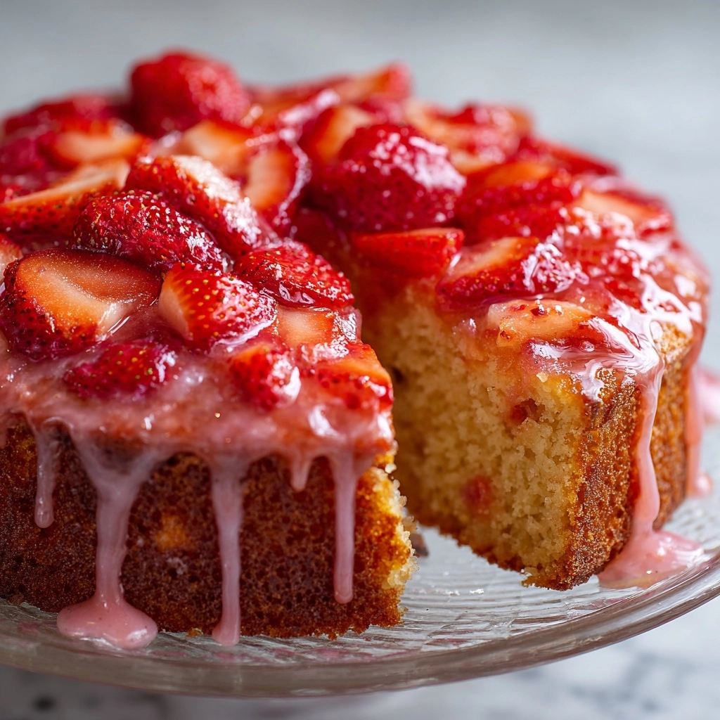 Strawberry Rhubarb Upside Down Cake Recipe - Recipe Image