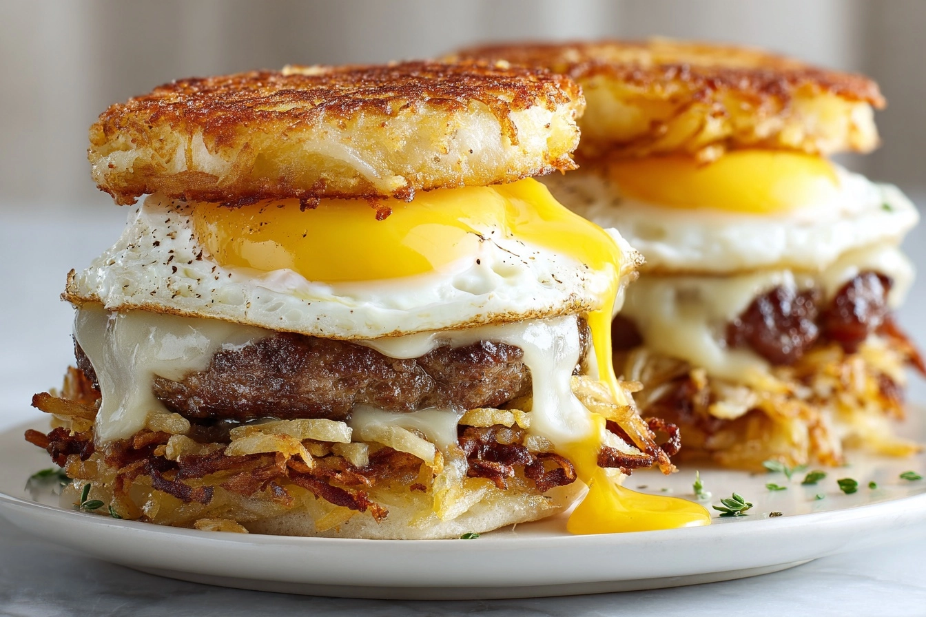 Egg McMuffins with Sausage, Bacon & Hash Browns Recipe