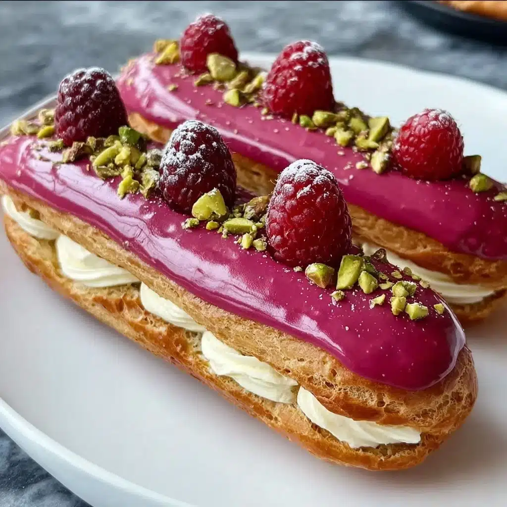Raspberry Pistachio Éclairs Recipe - Recipe Image