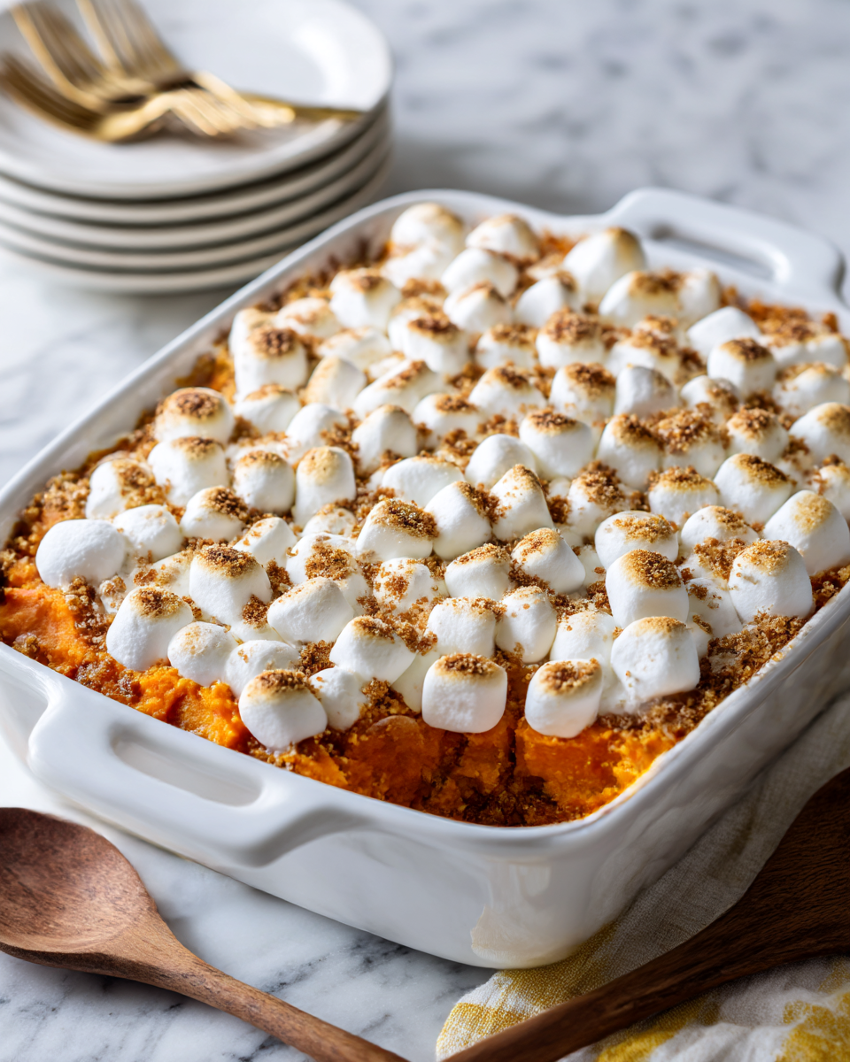 Old-Fashioned Candied Yams with Toasty Marshmallows Recipe - Recipe Image