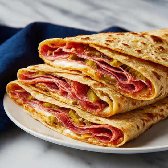 Low-Carb Italian Sub Wrap with Melty Provolone and Spicy Salami Recipe