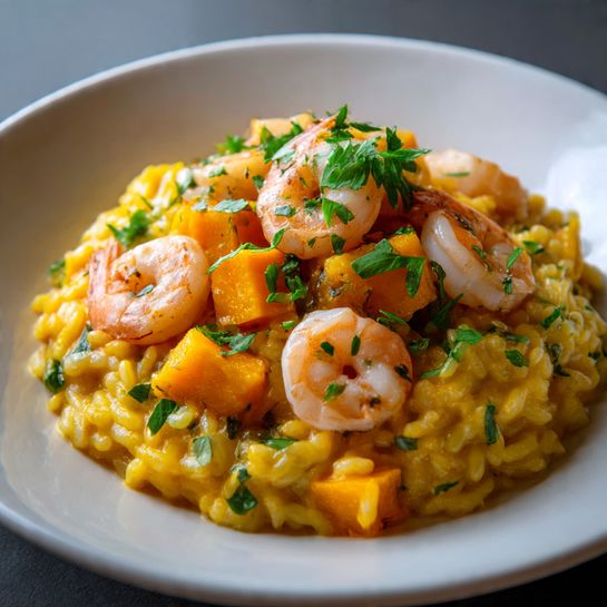 Pumpkin and Shrimp Risotto Recipe - Recipe Image