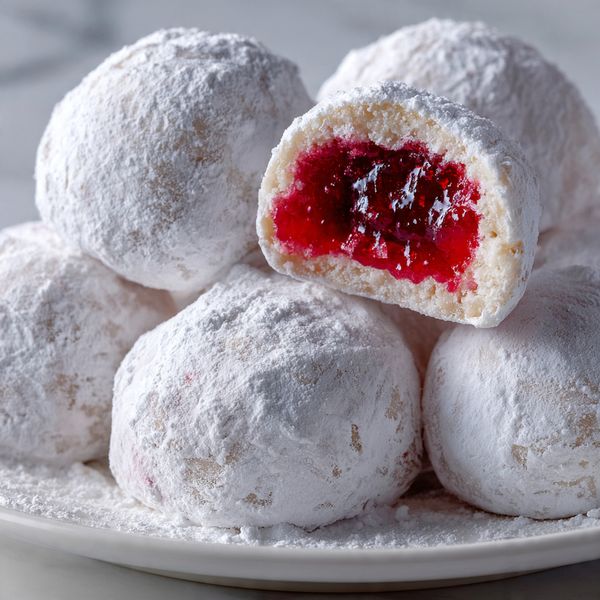 Raspberry-Filled Almond Snow Cookies Recipe - Recipe Image