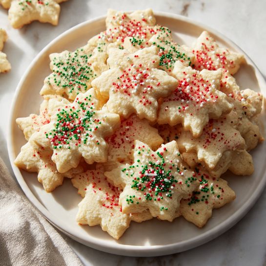 Christmas Shortbread Cookies with Sprinkles Recipe - Recipe Image