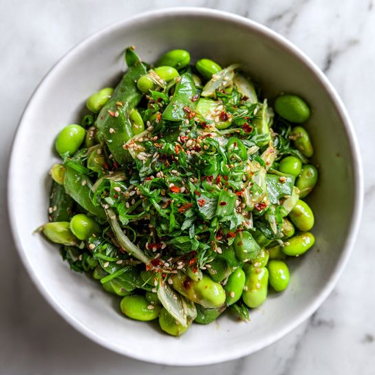 Chili Crisp Snap Pea Salad with Sesame Ginger Dressing Recipe 4 Chili Crisp Snap Pea Salad with Sesame Ginger Dressing Recipe - Recipe Image