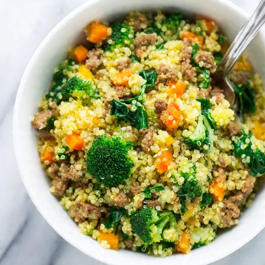 Healthy Ground Beef and Broccoli Fried Quinoa Recipe - Recipe Image