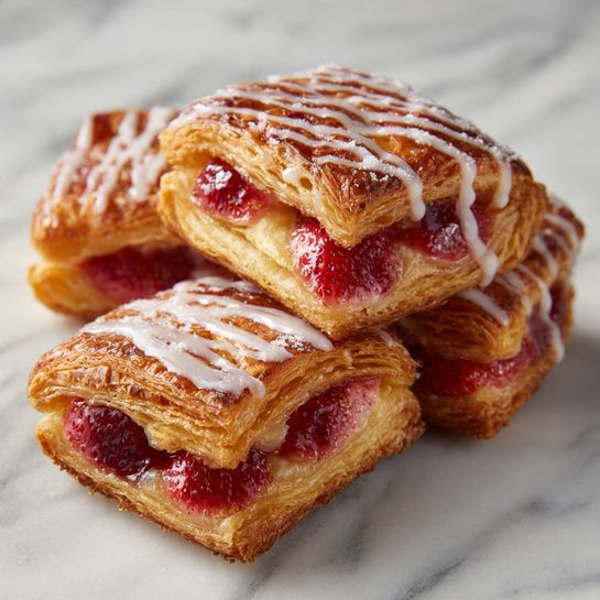 Strawberry Danish Pastry – Flaky, Sweet Breakfast Treat Recipe - Recipe Image