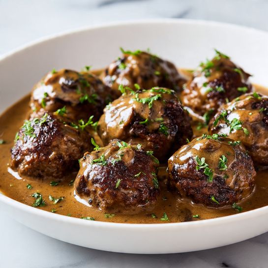 Homemade Salisbury Steak Meatballs with Mushroom Sauce Recipe