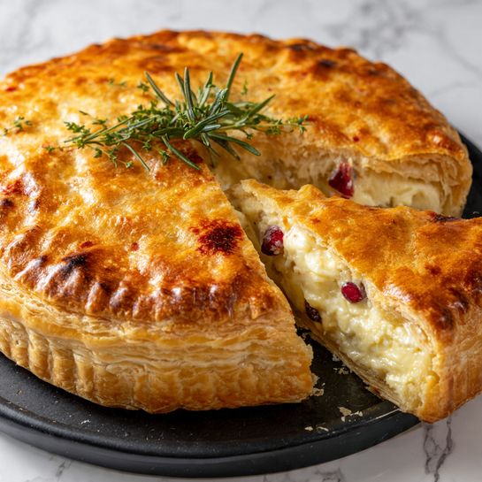 Baked Gruyère Puff Pastry with Rosemary, Garlic & Honey Recipe - Recipe Image