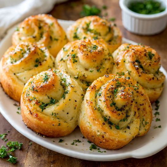 Garlic Swirl Rolls – Soft, Fluffy Homemade Bread Recipe - Recipe Image