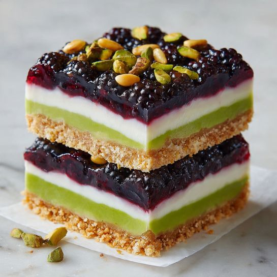 Blackberry Pistachio Dream Bars – No-Bake Dessert Recipe - Recipe Image