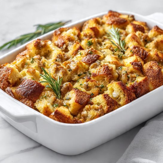 Savory Sausage and Herb Holiday Stuffing Recipe - Recipe Image