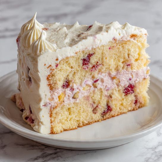 Strawberry Italian Cream Pound Cake with Cream Cheese Frosting Recipe - Recipe Image