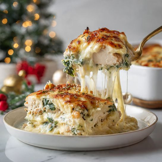 Creamy Chicken and Spinach Casserole with Cream Cheese Recipe - Recipe Image