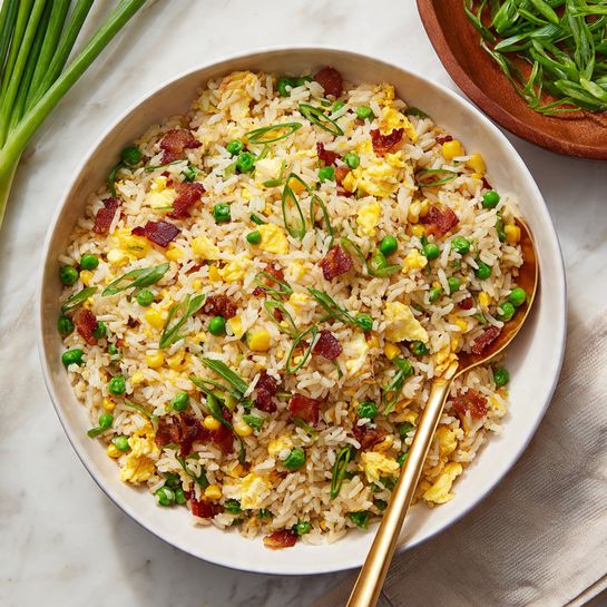 Quick Morning Fried Rice with Bacon and Eggs Recipe - Recipe Image