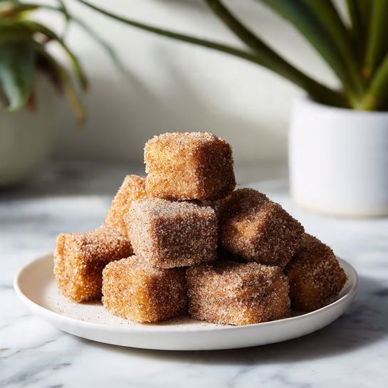 Crispy Angel Cake Churro Bites (Light Vegan Dessert) Recipe