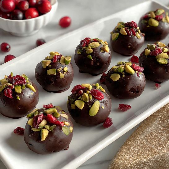 Cranberry Pistachio Chocolate Truffles Recipe - Recipe Image