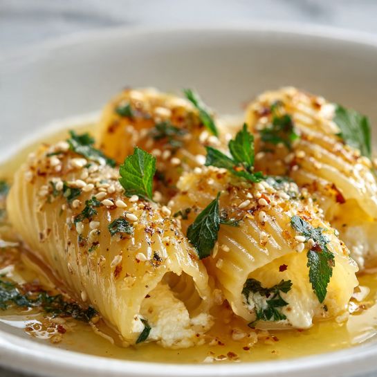 Crispy Oven-Fried Feta Rolls with Spicy Chili Honey Recipe - Recipe Image