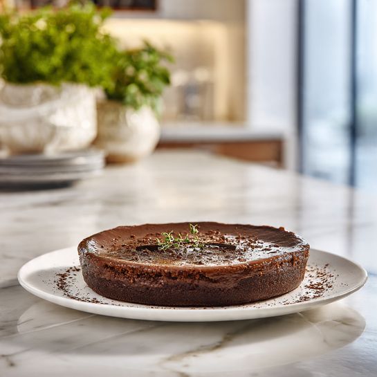 French Dark Chocolate Flan with Cocoa Crust Recipe - Recipe Image