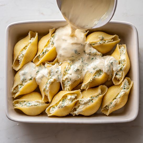 Chicken Alfredo Stuffed Shells (Creamy Baked Pasta) Recipe - Recipe Image