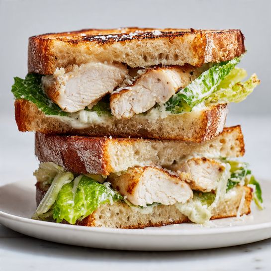 Crispy Chicken Caesar Sandwiches with Garlic Butter Bread Recipe