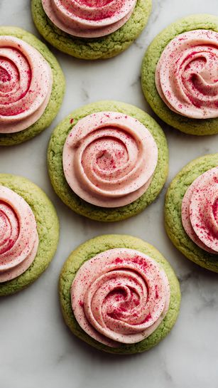 Bakery-Style Strawberry Matcha Cookies