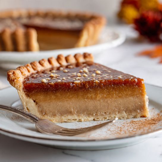 Bourbon Brûlée Pumpkin Pie with Crunchy Sugar Top Recipe - Recipe Image