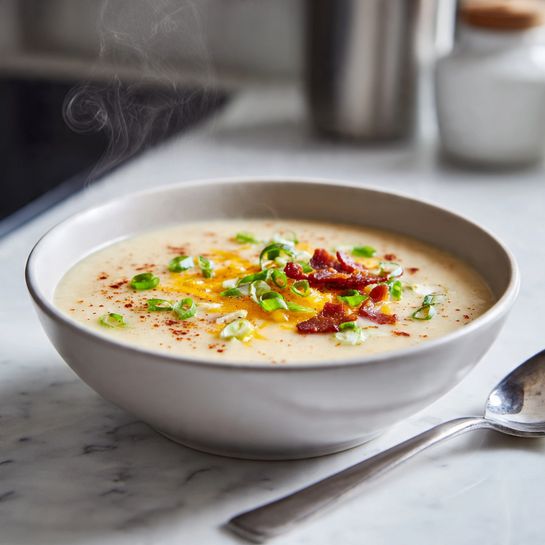 Creamy Cajun Potato Soup with Cheddar and Aromatic Vegetables Recipe 4 Creamy Cajun Potato Soup with Cheddar and Aromatic Vegetables Recipe - Recipe Image