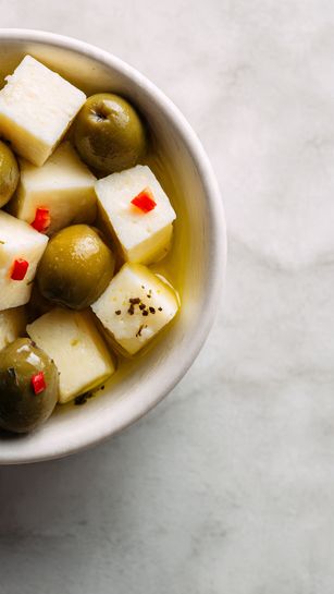 The Best Marinated Cheese and Olive Appetizer for Entertaining - Recipe Image