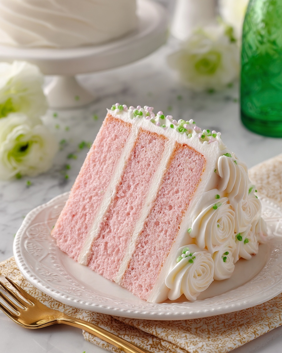 Pink Champagne Celebration Cake with Buttercream Frosting Recipe - Recipe Image