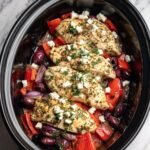 Slow Cooker Greek Chicken with Olives & Peppers (Easy Mediterranean Dinner) Recipe