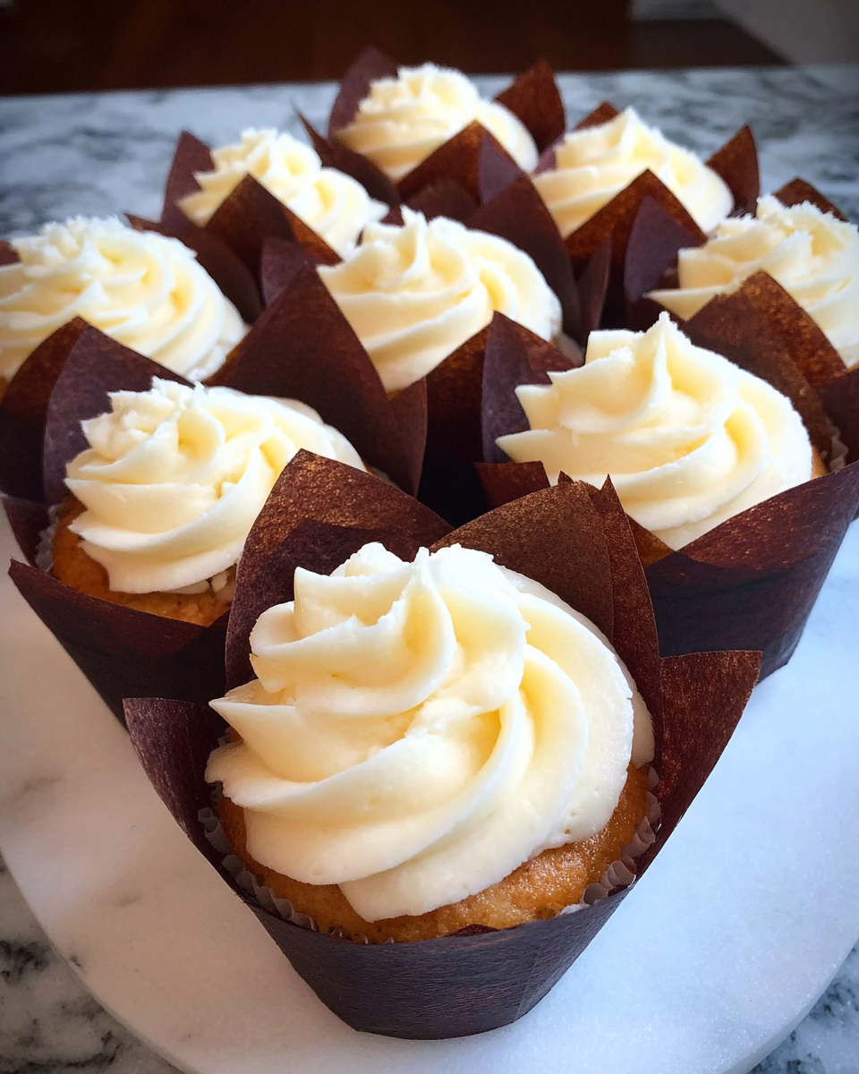 Soft and Fluffy White Cupcakes with Cream Cheese Frosting - Recipe Image