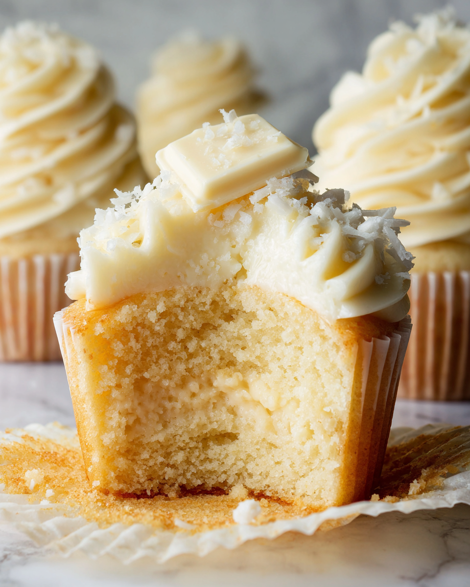 White Chocolate Cupcakes with Ganache Filling & Buttercream Frosting (Bakery-Style) Recipe - Recipe Image