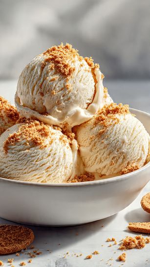 Creamy Biscoff Cookie Butter No-Churn Ice Cream Recipe - Recipe Image