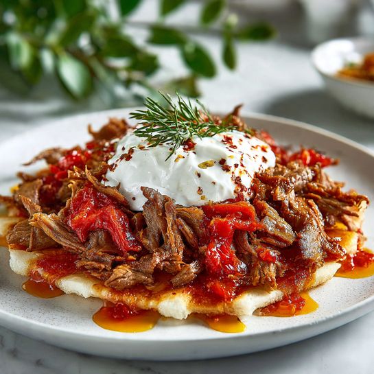 İskender Kebab – Turkish Doner with Yogurt & Hot Tomato Butter