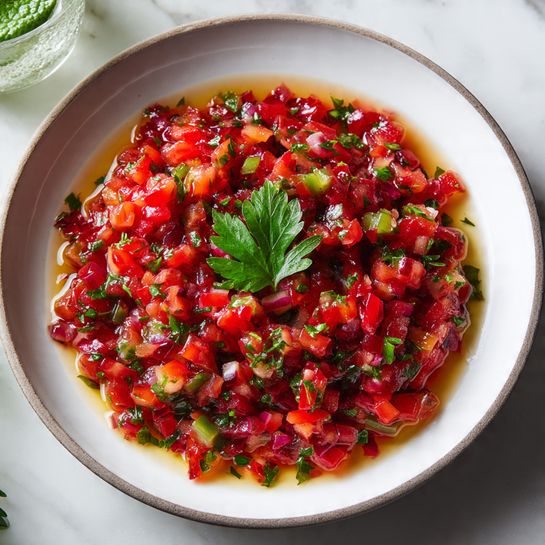 Ezme – Spicy Turkish Tomato & Pepper Salad (Meze Favorite) - Recipe Image
