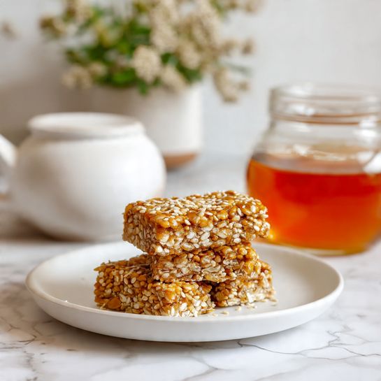 3-Ingredient Sesame Honey Bars (Naturally Sweet Winter Snack) - Recipe Image