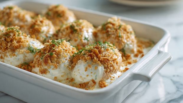Cheesy Sour Cream Chicken Casserole with Crackers - Recipe Image