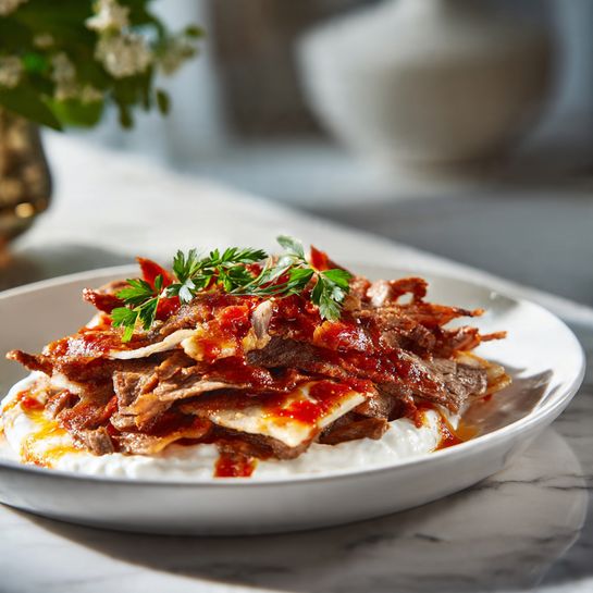 İskender Kebab – Turkish Doner with Yogurt & Hot Tomato Butter - Recipe Image