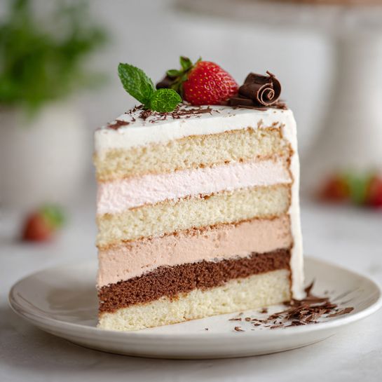 Elegant Neapolitan Layer Celebration Cake