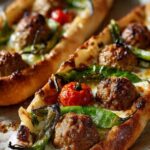 Turkish Meatball Pide with Peppers and Cheese Recipe