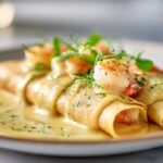 Baked Creamy Seafood Crepes