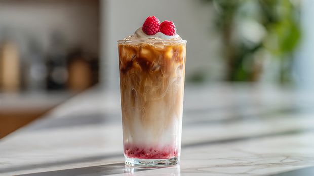 Homemade Vanilla Raspberry Iced Latte 6 Homemade Vanilla Raspberry Iced Latte - Recipe Image