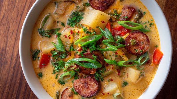 Spicy Cajun Potato Soup with Sausage (Rich, Creamy & Bold!)