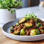 Sweet Chili Ground Beef & Brussels Sprouts Skillet