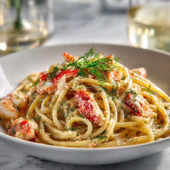 Lobster and Shrimp Pasta with Creamy Sherry Sauce Recipe - Recipe Image
