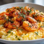 Shrimp Risotto with Garlic Cream and Chili Butter Recipe